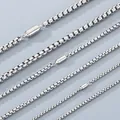 Close-up of stainless steel box chain necklaces in various widths with magnetic clasps - Bracelet 20cm / 3mm Silver
