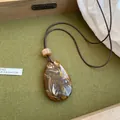 Magnifique collier pendentif goutte en résine bohème avec motif marbré marron unique - Style Goutte d'Eau Marbrée (7#)