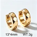 Gold hexagonal faceted titanium steel hoop earrings for men and women, 13mm size. - Faceted Hexagonal Ear Buckle (KE134357-XY) / 1 Pair Pack / Gold