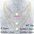 Collier à trois rangs en acier inoxydable doré avec d'élégantes perles d'imitation - Perle Triple Épaisseur (KN289082-Z) / 3 Couches / Or