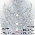 Collier triple épaisseur en acier titane avec perles en plastique couleur argent - Perle Triple Épaisseur (KN289083-Z) / 3 Couches / Acier