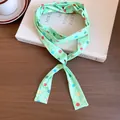 Close-up van een stijlvolle groene polkadotten polyester lintketting op een boek - Polka Dot Lint / Groen