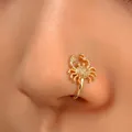 Vintage golden crab nose clip with zircon stones for non-pierced decorative wear - Crab Style (11995)