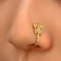 Elegant vintage gold lobster shaped non piercing nose clip with sparkling zircons - Lobster Style (4983)
