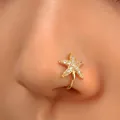 Faux piercing nez étoile de mer doré avec incrustation de zircons étincelants - Style Étoile de Mer (M-020)