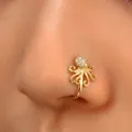Clip de nez pieuvre doré avec zircons, bijoux fantaisie sans perçage pour femme - Style Poulpe (9675)