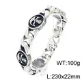 Bracciale pesante uomo a catena cubana con teschio in acciaio inox, 22mm stile punk - Stile Piastra Teschio Cubana Svuotata (KB156385-KJX) / Argento