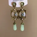 Elegante Vintage Luxus Ohrhänger mit bunten Steinen und klassischen Wassertropfen Quasten - Vintage Stil Quasten Wassertropfen Ohrringe (3#) / Gold-Grün