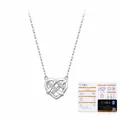Κομψό κολιέ από ασήμι 925 με μενταγιόν Moissanite σε σχέδιο πλεγμένης καρδιάς - Στυλ Πλεκτή Καρδιά (MSN0269) / Ασήμι 925 / 40+5cm / Ασημί (Ένθετο με 9 Μοϊσανίτες)