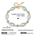 Elegante vergulde roestvrijstalen armband met lichtblauwe marquise geslepen kristallen - Blauwe Markies (JDB0103318-BL)