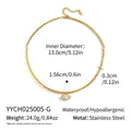 Gold stainless steel choker necklace detail with size measurements and weight specs. - Marquise Solitaire Choker (YYCH025005-G) / Gold