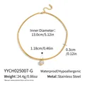 Detailed size and material specs of gold stainless steel choker with CZ pendant - Round Solitaire Choker (YYCH025007-G) / Gold