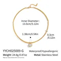 Detailed measurements of gold-toned stainless steel choker with a crystal pendant - Large Round Zirconia Choker (YYCH025009-G)