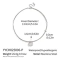 Detail view of stainless steel collar necklace with dimensions and material specs. - Rectangle Solitaire Choker (YYCH025006-P)