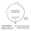 Stainless steel choker necklace with round crystal pendant and dimension details - Large Round Zirconia Choker (YYCH025009-P)