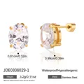 Elegante Ohrstecker aus 18 Karat vergoldetem Edelstahl mit ovalem Zirkonia-Stein - Ovaler Stil (JDE0308029-1) / Gold
