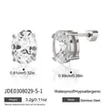 Stainless steel oval zircon stud earrings featuring dimensions and weight details - Oval Silver Style (JDE0308029-S-1)