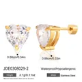 Waterproof heart-shaped zircon stud earrings in 18k gold-plated stainless steel for women - Heart Style (JDE0308029-2)