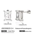 Rectangular white zircon stud earrings made of silver-tone stainless steel for women - Rectangle Cut Style (JDE0308029-S-4)
