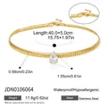 Eleganter goldener Edelstahl-Schlangenkette-Choker mit Tropfen-Zirkonia-Anhänger für Damen - Wassertropfen Zirkonia Dicke Kette (JDN0106064)