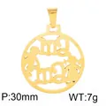Polished gold-plated stainless steel hollow mother and child circular pendant, 30mm diameter - Round Mother and Child Style (KP81033-KC) / 30mm (Pendant Only) / Gold