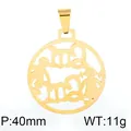 Gold-plated hollow mother and child pendant, 40mm diameter stainless steel charm. - Round Mother and Child Style (KP81035-KC) / 40mm (Pendant Only) / Gold