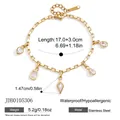 Vergoldetes Edelstahlarmband mit geometrischen Zirkonia-Anhängern und Abmessungen - Multiform Zirkonia Anhänger Armband (JDB0105306)
