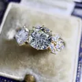 Close-up of gold engagement ring with large CZ stones in vintage jewelry box - Size 5 / Gold Round Stone Ornate Style (CY880)