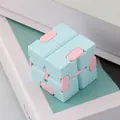 Macaron blue and pink infinity cube fidget toy for stress relief and sensory play - Box Packaging / Sky Blue