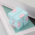 Macaron blue and pink infinity cube fidget toy for stress relief and sensory play - Box Packaging / Sky Blue