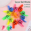 Colorful plastic football whistles with lanyards for referee or sports cheering events. - Soccer Style