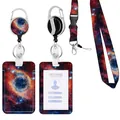 Galaxy nebula print retractable ID card badge holder variant with matching neck lanyard - Nebula Space Style (5349925509691)