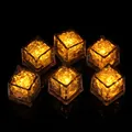 Lot de 6 glaçons LED lumineux avec lumière d'induction jaune chaud pour décor de bar - Jaune