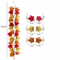 Kunstmatige esdoornblad slinger 100cm herfst decoratie voor Halloween en Thanksgiving - Rood Oranje Geel Afwisselende Stijl (1米仿真枫叶藤条-F) / 100cm