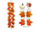 Kunstmatige herfst esdoornblad slinger met witte pompoenen, lengte 100cm decor - 1m pompoen en bessen stijl (17) / 100cm