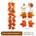 Kunstmatige herfst esdoornblad slinger met witte pompoenen, lengte 100cm decor - 1m pompoen en bessen stijl (17) / 100cm