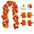 175 cm kunstmatige herfst esdoornblad slinger met witte pompoenen en bessen - Witte Pompoen Bessen Oranje-Rood Gradiënt Stijl (Model 16) / 175cm