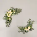 Close-up of cream roses and green foliage for artificial wedding welcome sign decor - Willow Leaf Peony Set - Champagne