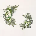 Composizioni floreali artificiali di rose bianche ed eucalipto per insegne nuziali - Peonia Foglia di Salice / Set Peonia Foglia di Salice - Bianco
