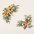 Artificial tulip and eucalyptus swag with yellow plaid ribbon for wedding decor. - Tulip Sign Flower Set