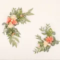 Elegant artificial peach and cream floral swags for wedding welcome sign decor - Dahlia Sign Flower Set