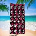 Detailed view of quick-dry microfiber beach towel with vibrant pink floral mandala pattern - Cherry Blossom Mandala Pattern (11) / 120x60cm Pack / Black