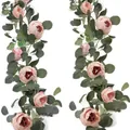 Artificial peony and eucalyptus leaf floral garland for wedding wall and table decoration - 8-Head New Style Peony Vine (Pink) / Pink