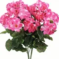 Flores de geranio artificiales de seda rosa y blanca para decoración del hogar - Melocotón