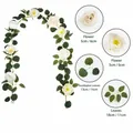 Artificial white peony and eucalyptus leaf garland, 175cm length for wedding decoration - 8-Head Export Style Peony Vine (36 Groups White) / 175cm / White