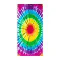 Toalla de playa de microfibra con diseño tie-dye de círculos arcoíris vibrantes - 150x75cm (250g) / Tie-dye Espiral Multicolor (1)