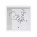 Weißer Holz-Schattenrahmen mit China-Karte für Ticket- und Münzaufbewahrung und Sammlung - China Kartenmuster (Reise Durch China) / Klein-15x15cm (3cm Hohl) / Weiß