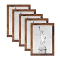 Set of 5 handmade wooden picture frames with vintage brown grain for wall gallery decor - 3.5x5 inch (8.9x12.7cm) / Retro Wood Color