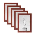 Juego de 5 marcos de fotos de madera marrón rojizo con veta texturizada - Juego de 5 Piezas (3.5x5"/8.9x12.7cm) / Caoba