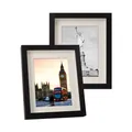 Premium black A4 wooden photo frame with white mat for wall hanging or tabletop display - 6-inch Stand and Hang / Black